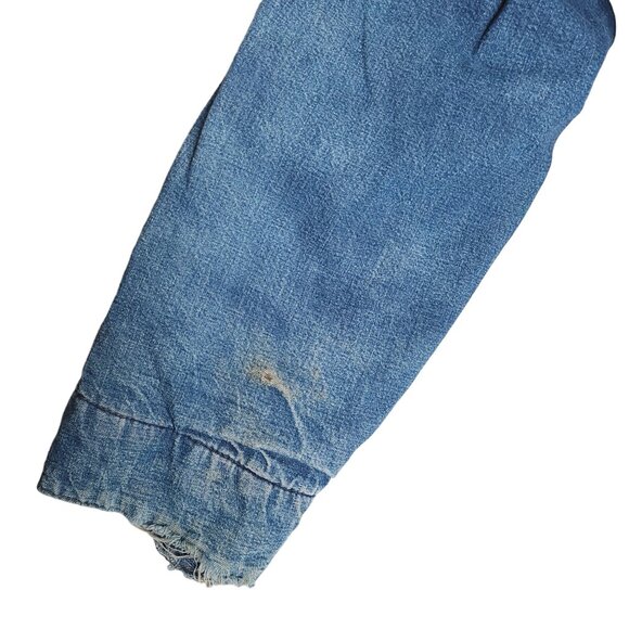 Vintage Big Mac Chore Coat Denim Jean Jacket Blanket Lined Union Made Distressed - Picture 11 of 11